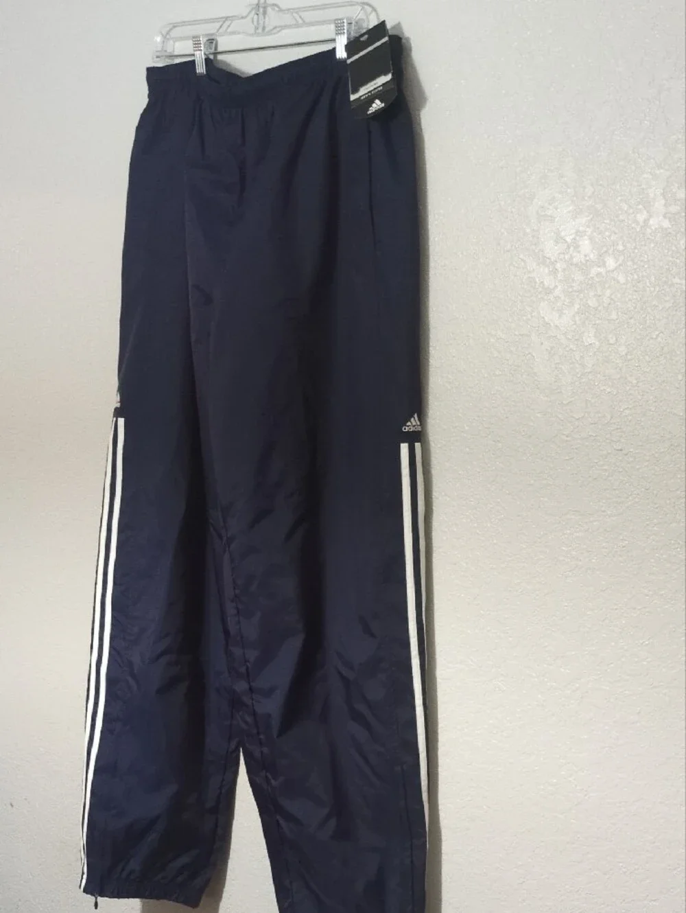 adidas Navy Track Pants with White Side Stripes
